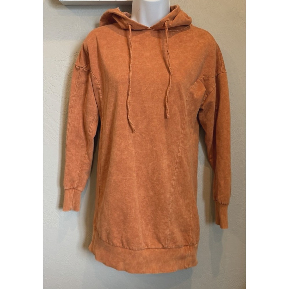 BP. Long‎ Sleeve Hooded Sweatshirt Dress Womens XXS Rust Orange Long Sleeve